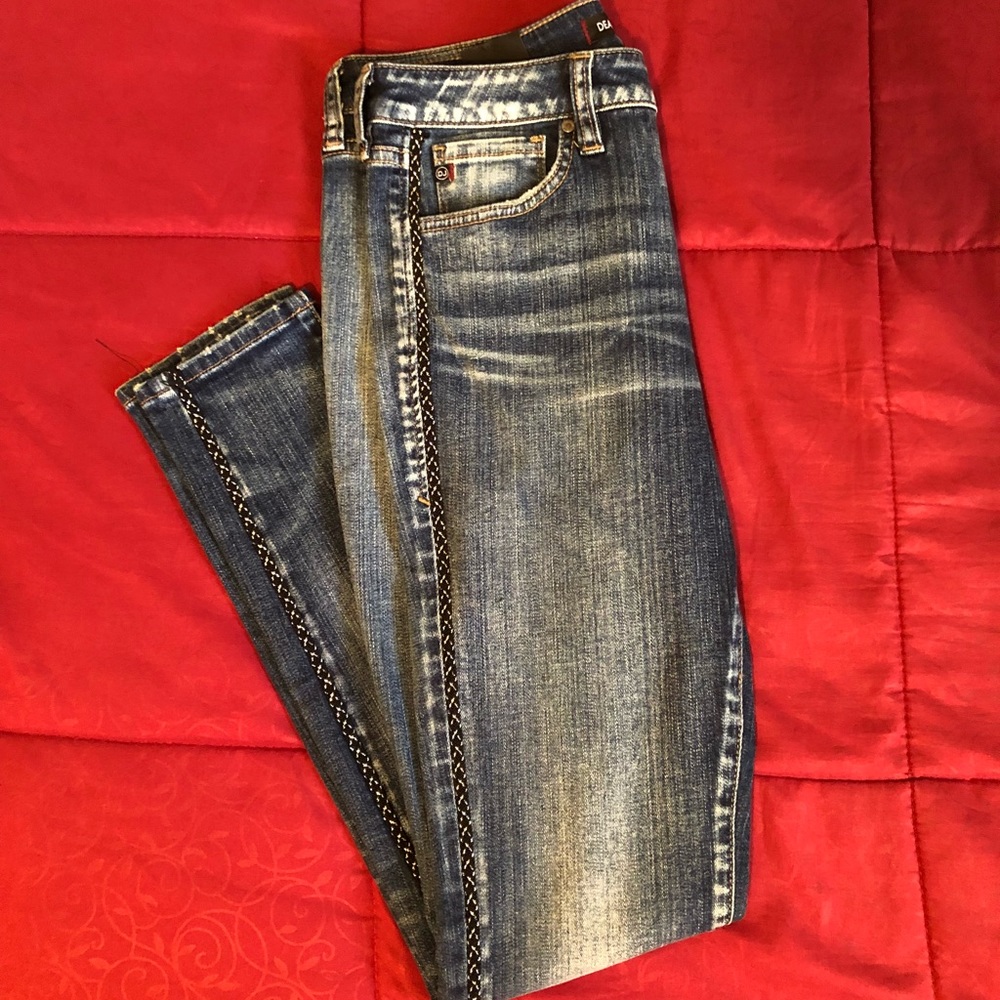 Dear John Denim skinny jean w/ side silver detail
